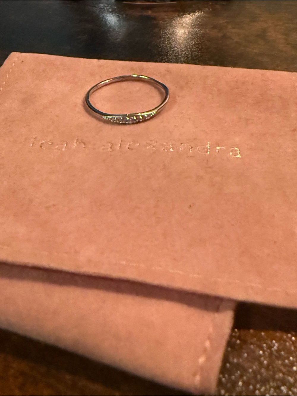 Leah Alexandra Slim Pavé Stackable Ring in Silver